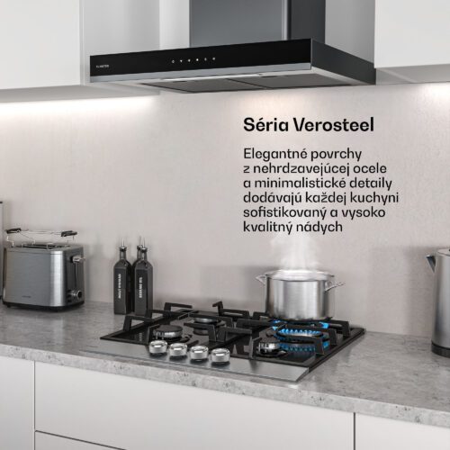 Klarstein Verosteel plynová varná doska + Verosteel komínový digestor | nehrdzavejúca oceľ | 60 cm – Obrázok 2