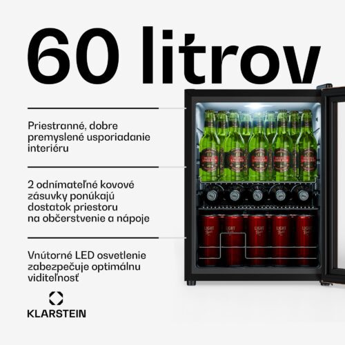 Klarstein Beersafe chladnička na nápoje so sklenenými dverami | 64 x 48 cm | 60 litrov | 85 W | Meď/Čierna – Obrázok 2