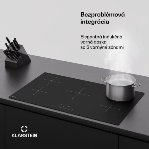 Klarstein PowerGlide indukčná varná doska | povrch odolný voči poškriabaniu | 5 varných zón | 9800 W | 90 cm – Obrázok 2