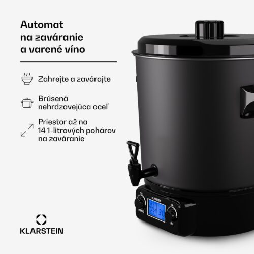 Klarstein Biggie Digital zavárací automat dávkovač nápojov elektrický 27L 2000 W nehrdzavejúca oceľ – Obrázok 2