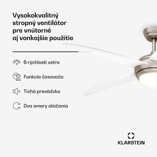 Klarstein Bolero stropný ventilátor s osvetlením | 132 cm | 35 W | Tichý chod | Drevo – Obrázok 2