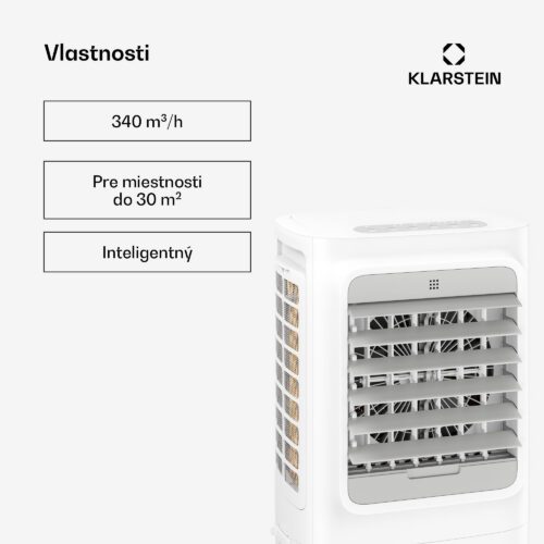 Klarstein Breezcube inteligentný ochladzovač vzduchu s vodným chladením | 340 m³/h | 10 l | 30 m² | 3 režimy | 50 W – Obrázok 2