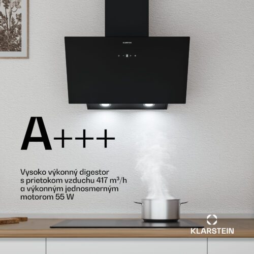 Klarstein Laurel šikmý digestor | režim odsávania vzduchu a recirkulácie | bezpečnostné sklo | 417 m³/h | 60 cm – Obrázok 2