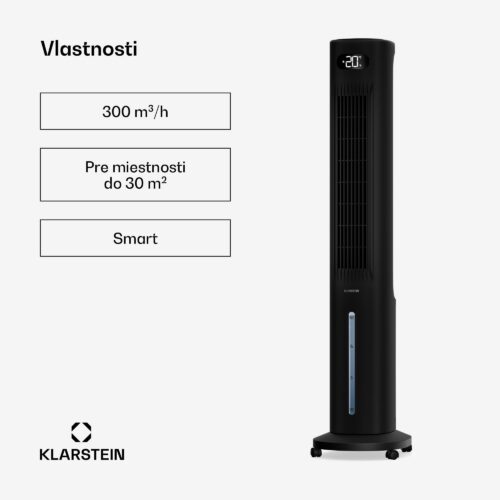 Klarstein Polar inteligentný ochladzovač vzduchu s vodným chladením | 300 m³/h | 5 l | 30 m² | 3 režimy | 75 W – Obrázok 2