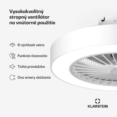 Klarstein ZenBreeze inteligentný stropný ventilátor so svetlom | 48 cm | 16 W | Tichý | LED | Akryl – Obrázok 2