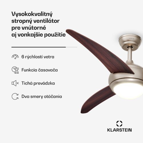 Klarstein El Paso stropný ventilátor so svetlom | 132 cm | 35 W | Tichá prevádzka | Drevo – Obrázok 2