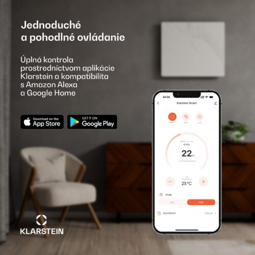 Klarstein MarmoHeat infračervený panel | 420 W | 6 - 12 m² | mramorový dizajn | 70 cm x 63 cm – Obrázok 2