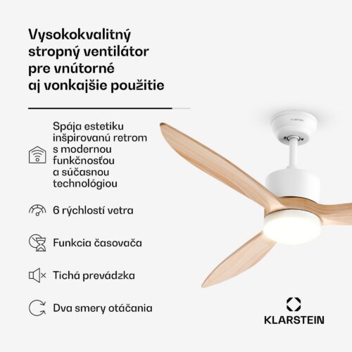 Klarstein SkyBreeze inteligentný stropný ventilátor so svetlom | 132 cm | 27 W | Tichý | LED | Drevo – Obrázok 2