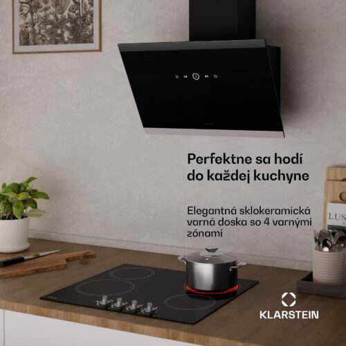 Klarstein EasyCook sklokeramická varná doska | 4 varné zóny | 6000 W | 11 úrovní výkonu | 60 cm – Obrázok 2