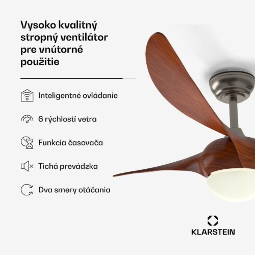 Klarstein Monteverde stropný ventilátor s nastaviteľným osvetlením – Obrázok 2