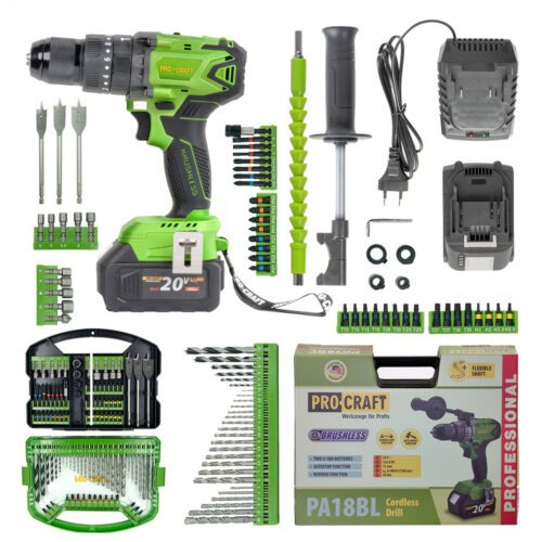 Aku vŕtací skrutkovač s príklepom Procraft SPA18BL Brushless so sadou bitov DBS-101 | SPA18BL/DBS101 SPA18BL/DBS101