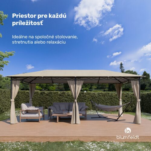 Blumfeldt Mondo 3x6 altánok s kovovým rámom a 4 bočnými stenami – Obrázok 2