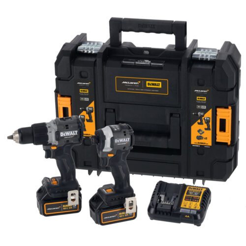 DeWalt McLaren Kombo sada príklepová vŕtačka DCD85MP2T a rázový uťahovač DCF85MP2T + príslušenstvo DCK200MP2T