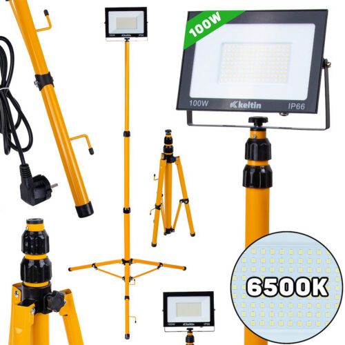 GEKO 100W LED svetlomet s teleskopickým konštrukčným stojanom a káblom - studená biela farba 6500K (1) K02062