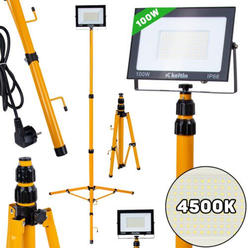 GEKO 100W LED svetlomet s teleskopickým stojanom a káblom - neutrálna biela farba 4500K (1) K02063
