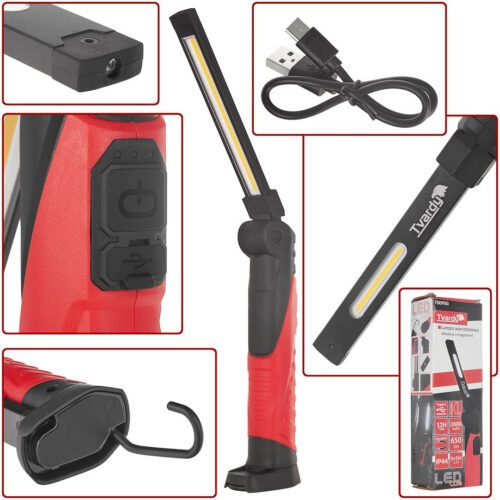 GEKO Skladacia dielenská lampa s magnetom LED COB 5W + 3W 2600mAh 650lm IP44 (40) T00950