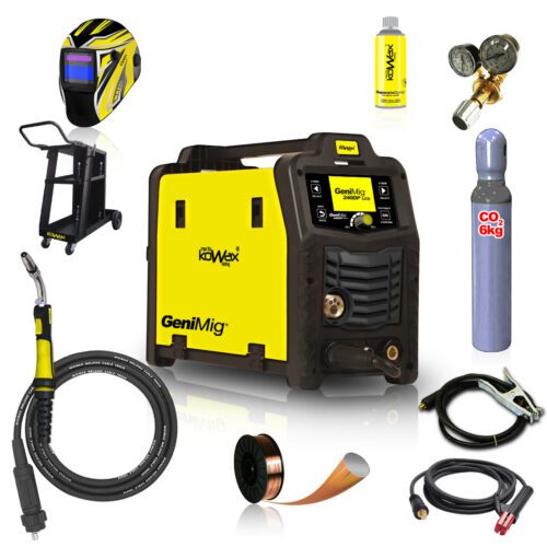 KOWAX GeniMig240DP LCD + Horák + Kukla + Ventil + Podvozok + Plná Co2 Fľaša + Sprej + 5kg drôt + Káble KWXSTGM240DP_S04A