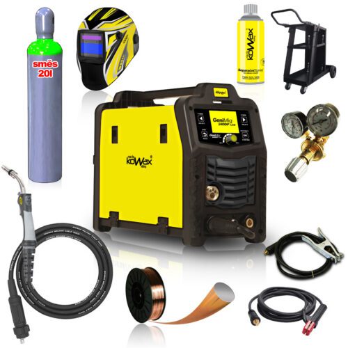 KOWAX GeniMig240DP LCD + Horák + Kukla + Ventil + Podvozok + Plná Fľaša MIX C18 20L + Sprej + 5kg drôt + Káble KWXSTGM240DP_S05Q