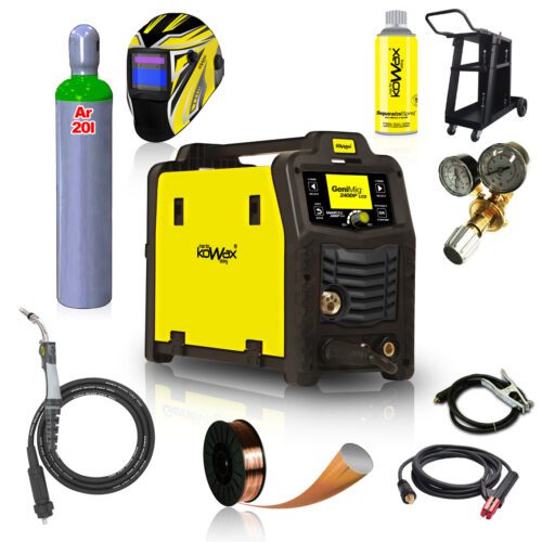 KOWAX GeniMig240DP LCD SET + Horák + Kukla + Ventil + Podvozok + plná Argon Fľaša + Sprej + 5kg Drôt + Káble KWXSTGM240DP_S06Q