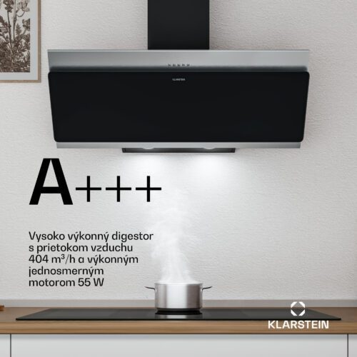 Klarstein Alessia šikmý digestor | režim odsávania vzduchu a recirkulácie | nehrdzavejúca oceľ | 404 m³/h | 90 cm – Obrázok 2