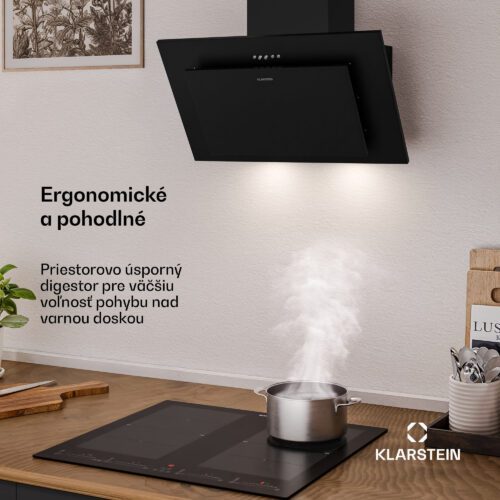 Klarstein Athena šikmý digestor | režim odsávania vzduchu a recirkulácie | 404 m³/h | 56 W | 60 cm – Obrázok 2