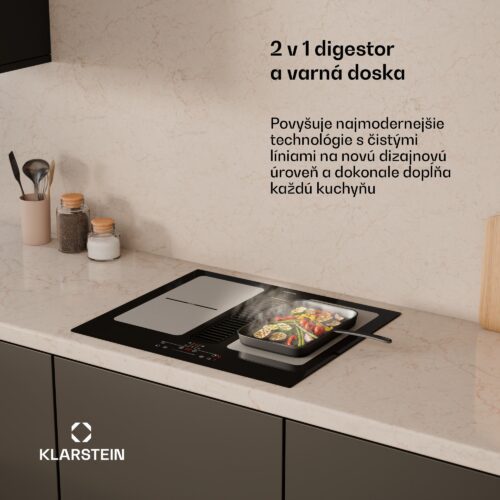 Klarstein Full House indukčná varná doska s digestorom | 4 varné zóny | 7335 W | 530 m³/h | 60 cm – Obrázok 2