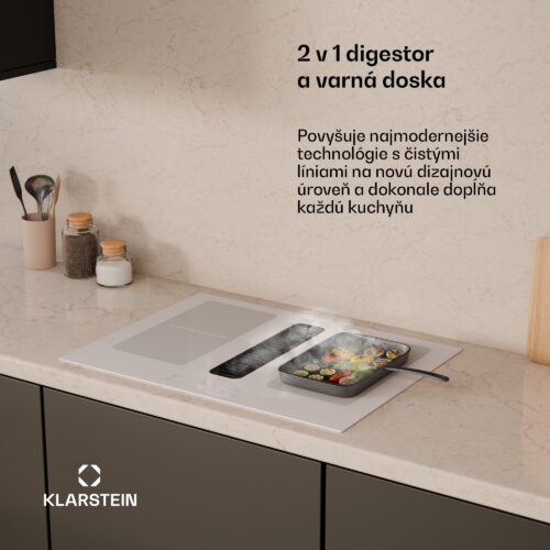 Klarstein Full House indukčná varná doska s digestorom | 4 varné zóny | 7335 W | 530 m³/h | 70 cm – Obrázok 2