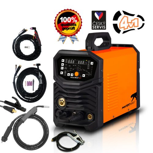 PANTERMAX PanterWeld4v1 200 MULTIFUNKČNÁ invertorová zváračka MIG/TIG/MMA/PLAZMA + Káble + Horáky + Elektróda + Red. Ventil PMPW4V1