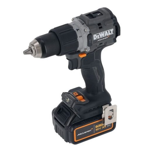 Príklepová vŕtačka DEWALT x McLaren F1 Team 18V XR s bezuhlíkovým motorom - 1 × 4 Ah batéria + nabíjačka DCD85MM1T