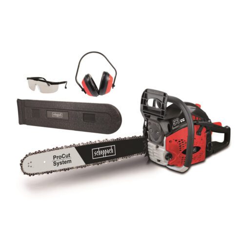 Reťazová píla Scheppach BKS 5300 S s benzínovým motorom 53 cm3 + slúchadlá + ochranné okuliare 59101129933