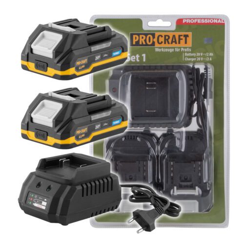 Sada batérie 20V 2Ah (2 ks) + 1 nabíjačka Procraft PBC-Set 1 | PBC-Set 1 PBC-Set 1