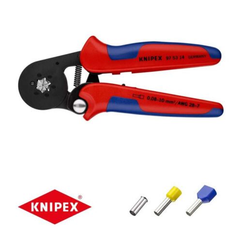 Samonastavovacie kliešte 180 mm KNIPEX 97 53 14 - na lisovanie káblových koncoviek. Pochrómované