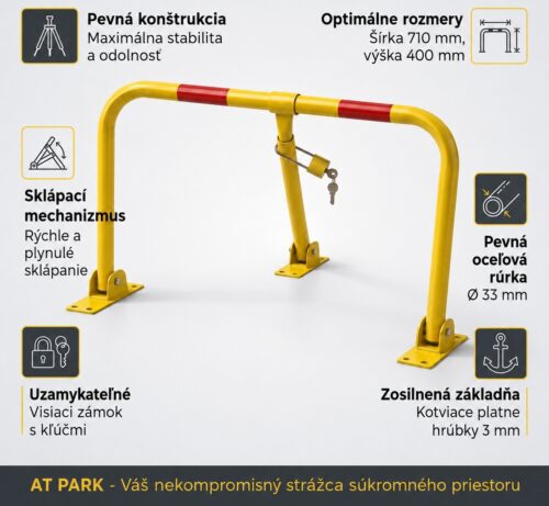 ATOS Parkovacia zábrana AT PARK trojnohá sklápacia 400 mm – Obrázok 2