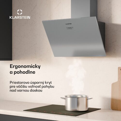 Klarstein Silver Lining šikmý digestor | Režimy odsávania a recirkulácie | Vysokokvalitný dizajn | 597 m³/h | 60 cm – Obrázok 2