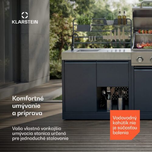 Klarstein WaldChef spodná skrinka pod drez | Drez z nehrdzavejúcej ocele | Odolný voči poveternostným vplyvom | 90 x 135 cm – Obrázok 2
