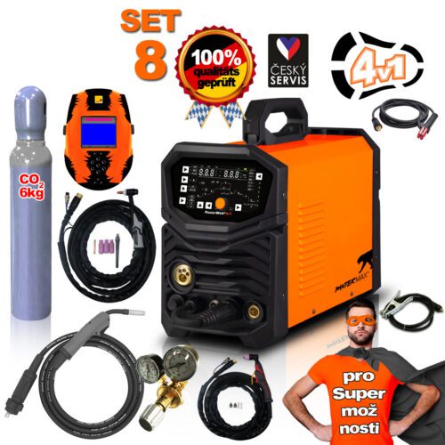 PANTERMAX PanterWeld4v1 200 MULTIFUNKČNÁ invertorová zváračka MIG/TIG/MMA/PLAZMA + Kukla + Red. Ventil + plná Co2 Fľaša PMPW4V1_S08