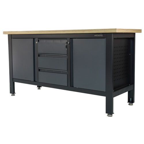 Pracovný dielenský stôl Matabro MB-TSK7523-L | 3 zásuvky | 2 skrinky | 1690 x 600 x 860 - 900 mm MB-TSK7523-L