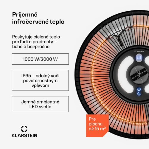Klarstein LumiHeat infračervený stropný ohrievač | 2000 W | 15 m² | LED svetlo | 42 cm x 42 cm – Obrázok 2