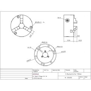 OPTIMUM 3-čeľusťové skľučovadlo 125 mm pre RT 150 3356100
