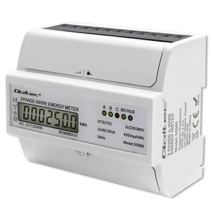 Qoltec 3-fázový merač spotreby energie 100A LCD DIN lišta