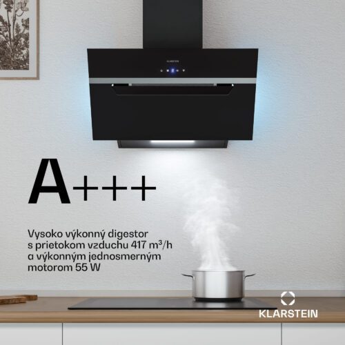 Klarstein BigBite šikmý digestor | režim odsávania vzduchu a recirkulácie | bezpečnostné sklo | 417 m³/h | 60 cm – Obrázok 2