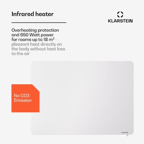Klarstein Wonderbeam 650 Hybride Infračervený ohrievač 60 x 84 cm 650 W Týždenný časovač Diaľkové ovládanie – Obrázok 2