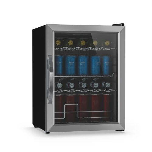 Klarstein Beersafe chladnička na nápoje so sklenenými dverami | 64 x 48 cm | Vnútorné LED osvetlenie | Strieborno-čierna