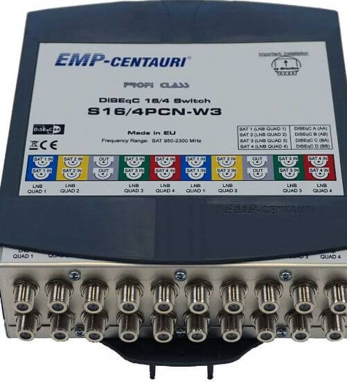 DiSEqC prepínač 16/4 EMP-Centauri S16/4PCN-W3
