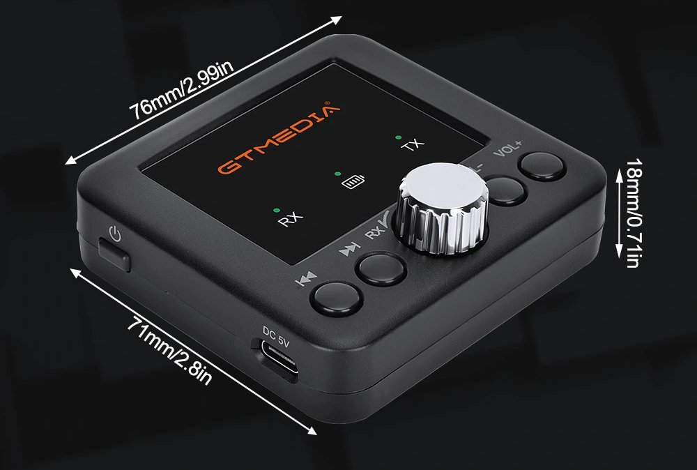 GTMEDIA RT05 Multifunkčný RX/TX Bluetooth audio adaptér – Obrázok 2
